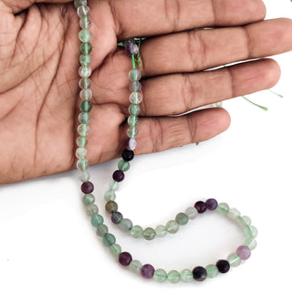 Multi Fluorite Smooth Round Beads, 6mm Natural Purple/Green Fluorite Gemstone Beads For Necklace Jewelry, 15 Inch Strand, GDE153