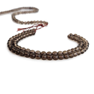 Natural Smoky Quartz Smooth Round Beads – 5.5mm Brown Gemstone Beads For Necklace Jewelry, 14 Inch Strand, GDE155