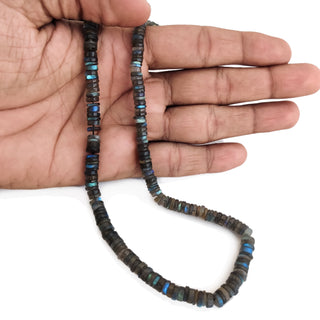 Natural Labradorite Smooth Gemstone Beads, 5.5mm to 6mm Tyre Shape – 16 Inch Strand for DIY Jewelry, GDE156