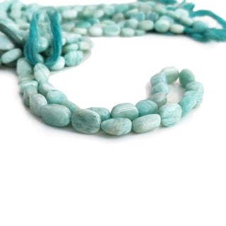 Natural Amazonite Smooth Oval Shaped Tumble Beads, 8mm to 10mm Amazonite Gemstone For Jewelry, 13 Inch Strand, GDE159
