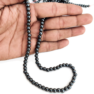 Natural Hematite Smooth Round Shaped Beads, 6mm Hematite Gemstone For Jewelry , 15 Inch Strand, GDE160