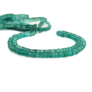 Natural Blue Neon Apatite Rondelle Beads – 5mm to 6.5mm Smooth Tyre Shape Gemstone Beads for Jewelry Making, 16 Inch Strand, GDE162