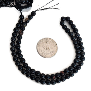 Black Onyx Smooth Round Shaped Beads, 6mm Gemstone For Necklace Jewelry, Drill Size 1mm, 16 Inch Strand, GDE164