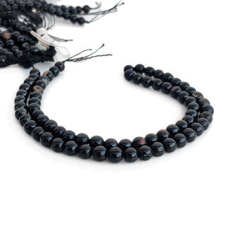 Black Onyx Smooth Round Shaped Beads, 6mm Gemstone For Necklace Jewelry, Drill Size 1mm, 16 Inch Strand, GDE164
