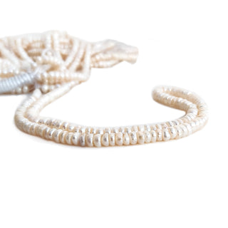 White Fresh Water Pearl Rondelles 5mm to 5.5mm Natural Cultured Pearls High Lustre Loose Pearls 16 Inch Strand GDE168