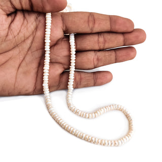 White Fresh Water Pearl Rondelles 5mm to 5.5mm Natural Cultured Pearls High Lustre Loose Pearls 16 Inch Strand GDE168