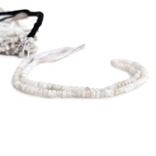 Natural Rainbow Moonstone Rondelle Beads - 4mm Faceted White Gemstones For Jewelry, 13 Inch Strand, GDE169