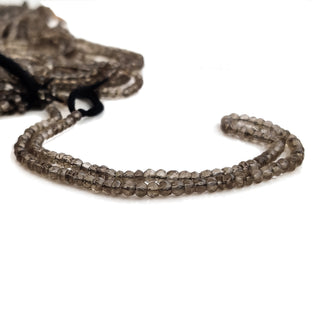 Natural Smoky Quartz Faceted Rondelle Beads – 4mm Smoky Quartz Gemstone Beads For Necklace Jewelry 13 Inch Strand