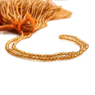 Natural Citrine Faceted Rondelle Beads, 3mm Yellow Shaded Citrine Gemstone For Making Jewelry, 13 Inch Strand, GDE179