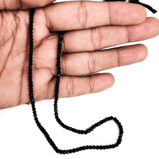 Black Obsidian Faceted Rondelle Beads, 2.5mm Obsidian Gemstone Beads Beading Crafter Gift DIY Jewelry Making, 13 Inch Strand, GDE183