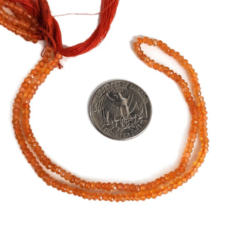 Natural Carnelian Faceted Rondelles Beads, 3mm Orange Carnelian Gemstone Excellent Uniform Cut, 14 Inch Strand, GDE184