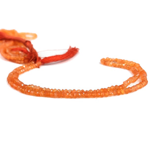 Natural Carnelian Faceted Rondelles Beads, 3mm Orange Carnelian Gemstone Excellent Uniform Cut, 14 Inch Strand, GDE184
