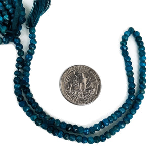 Natural Blue Apatite Faceted Rondelle Beads, 4.5mm to 5mm Blue Apatite Gemstone For Making Jewelry, 13 Inch Strand, GDE185