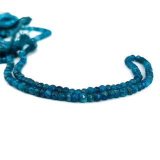 Natural Blue Apatite Faceted Rondelle Beads, 4.5mm to 5mm Blue Apatite Gemstone For Making Jewelry, 13 Inch Strand, GDE185