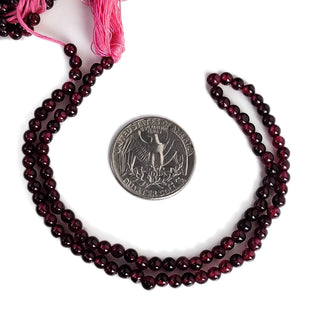 Natural Garnet Smooth Round Beads 4mm Wine Red Gemstone - 13 Inch Strand for Jewelry Making GDE186 - Rondelles Ovals &