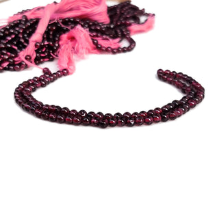Natural Garnet Smooth Round Beads 4mm Wine Red Gemstone - 13 Inch Strand for Jewelry Making GDE186 - Rondelles Ovals &