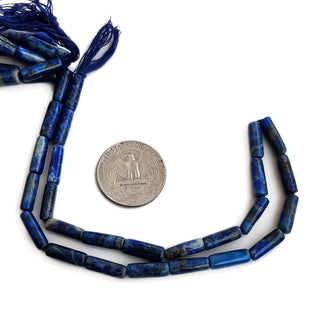 Natural Lapis Lazuli Smooth Pipe Shaped Beads 4.5mm to 5mm Lapis Plain Gemstone Beads 14 Inch Strand GDE193 - Kite