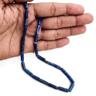 Natural Lapis Lazuli Smooth Pipe Shaped Beads 4.5mm to 5mm Lapis Plain Gemstone Beads 14 Inch Strand GDE193 - Kite