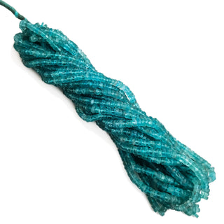 Natural Blue Apatite Smooth Tyre Rondelle Beads – 5mm to 5.5mm Apatite Gemstone 16-Inch Strand for Jewelry Making