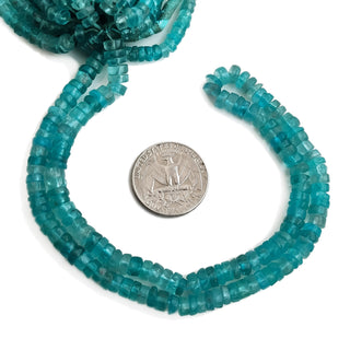 Natural Blue Apatite Smooth Tyre Rondelle Beads – 5mm to 5.5mm Apatite Gemstone 16-Inch Strand for Jewelry Making