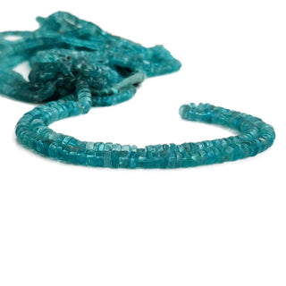 Natural Blue Apatite Smooth Tyre Rondelle Beads – 5mm to 5.5mm Apatite Gemstone 16-Inch Strand for Jewelry Making