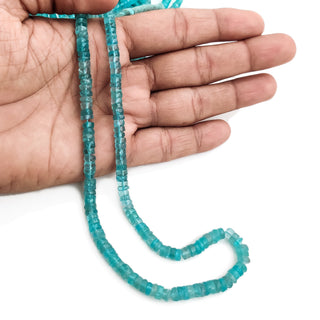 Natural Blue Apatite Smooth Tyre Rondelle Beads – 5mm to 5.5mm Apatite Gemstone 16-Inch Strand for Jewelry Making