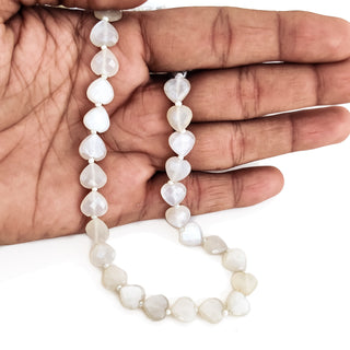 Rainbow Moonstone Heart Shaped Briolette Beads 10mm Faceted White Moonstone Gemstone For Making Jewelry 10 Inch Strand