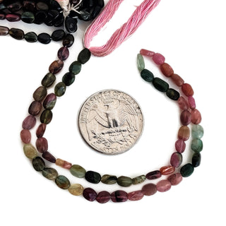Natural Tourmaline Smooth Oval Shaped Gemstone Beads 4mm Multi Tourmaline Beads 12 Inch Strand GDE213 - Rondelles Ovals