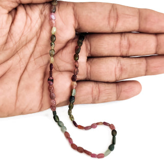 Natural Tourmaline Smooth Oval Shaped Gemstone Beads 4mm Multi Tourmaline Beads 12 Inch Strand GDE213 - Rondelles Ovals