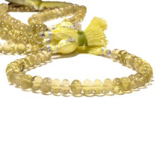 Yellow Lemon Quartz Smooth Rondelle Beads, 8mm/9-10mm Natural Lemon Quartz Gemstone, Sold As 8 Inch Strand, GDS2181/1