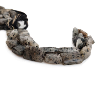 Black Rutile Quartz Square Shaped Beads 12x13mm-16x22mm Faceted AAA Rutile Nugget Gemstone Beads 15 Inch Strand GDE220