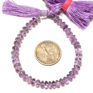 Pink Amethyst Gemstone Smooth Rondelle Beads, 7.5mm Natural Amethyst Semi Precious Gemstone, 8 Inch Strand, GDS2178