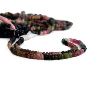 Natural Tourmaline Faceted Tyre Rondelle Beads, 5mm to 6.5mm Pink/Green Tourmaline Gemstone Beads, 13 Inch Strand, GDE224