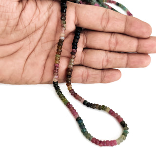 Natural Tourmaline Faceted Tyre Rondelle Beads, 5mm to 6.5mm Pink/Green Tourmaline Gemstone Beads, 13 Inch Strand, GDE224