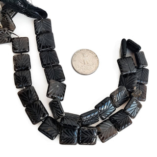 Natural Smoky Quartz Carved Square Beads 14x16mm Black Gemstone For Making Jewelry 16 Inch Strand GDE225