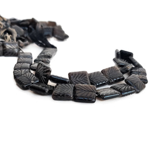 Natural Smoky Quartz Carved Square Beads 14x16mm Black Gemstone For Making Jewelry 16 Inch Strand GDE225