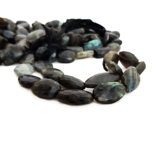 Labradorite Step Cut Faceted Tumble Beads, 16mm to 20mm Labradorite Nugget Gemstone For Jewelry, 15 Inch Strand, GDE229