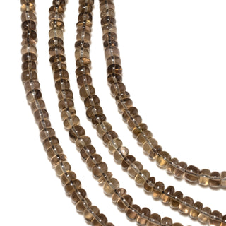 Smoky Quartz Plain Smooth Rondelle Beads, 6mm to 7mm Smooth Smoky Quartz Beads, Sold As 16 Inch Strand, GDS2179