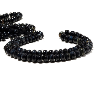 Natural Black Tiger Eye Plain Smooth Rondelle Beads, 6mm to 10mm Black Smooth Tiger's Eye Gemstone Beads, 18 Inch Strand, GDS2210