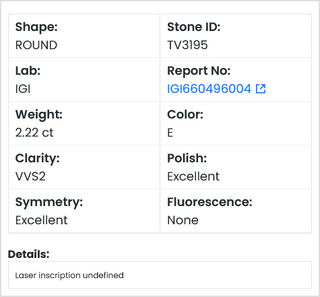 In Stock IGI Certified 2.22 CTW E/VVS2 Round Shaped Brilliant Cut Lab Grown Diamond Loose For Engagement Ring, Ready To Ship, TV3195