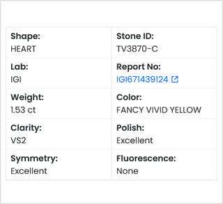 Heart Shaped IGI Certified 1.53CTW FVY/VS2 Lab Grown Diamond Loose For Engagement Ring Valentine Gift For Her, Ready To Ship, TV3870-C
