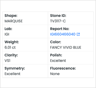 Marquise Shaped IGI Certified 6.01CTW/19.79mm/FVB/VS1 Lab Grown Diamond Loose For Engagement Ring, Gift For Her, Ready To Ship, TV3117-C