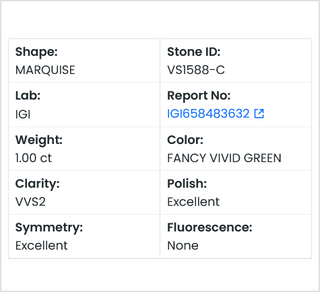 IGI Certified 1.01CTW Green Marquise Shaped Lab-Grown Diamond – VVS2 Clarity Stunning for Engagement Rings Rare &