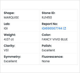 IGI Certified 3.01 CTW/13.79mm Fancy Vivid Blue Marquise Shaped Lab-Grown Diamond – VS1 Clarity Ready to Ship