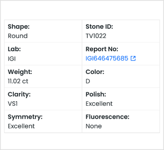 11.02 ct, D-color, VS1-Clarity, Round Brilliant IGI Certified Lab Created Diamond, CVD Lab Made Loose Diamond For Wedding Ring, TV1022