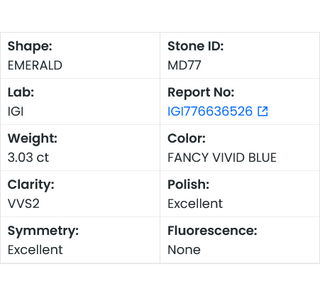 IGI Certified 3.03CTW Fancy Vivid Blue Emerald-Cut VVS2 Clarity Lab-Grown Diamond - Perfect for Engagement Rings, Ready to Ship, MD77