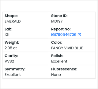 IGI Certified 2.05CTW Fancy Vivid Blue Emerald-Cut VVS2 Clarity Lab-Grown Diamond - Perfect for Engagement Rings, Ready to Ship, MD197