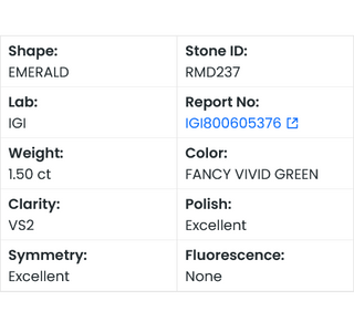 IGI Certified 1.50CTW Fancy Vivid Green Emerald Cut Lab-Grown Diamond, VS2 Clarity – Ideal for Engagement Rings, Ready to Ship, RMD237
