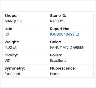 IGI Certified 4.02CTW Fancy Vivid Green Marquise Shaped Lab-Grown Diamond, VS1 Clarity – Ideal for Engagement Rings, Ready to Ship, RJ3085