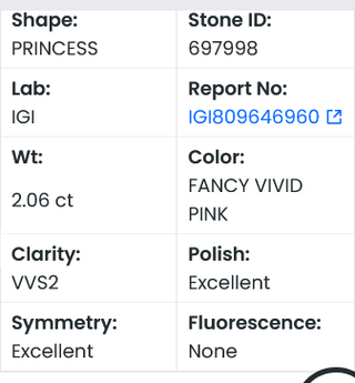 IGI Certified 2.06CTW Fancy Vivid Pink VVS2 Clarity Princess Shaped Lab Grown Diamond Loose For Engagement Ring, Ready To Ship, LG697998